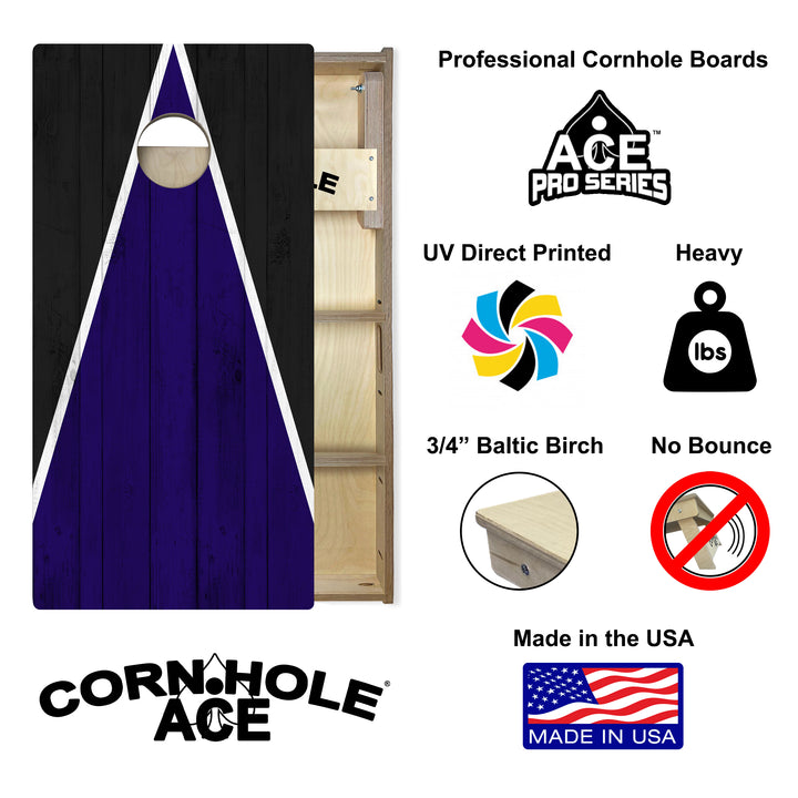 Baltimore Tailgate Triangle Design (Purple and Black) - Cornhole Board Set - Professional