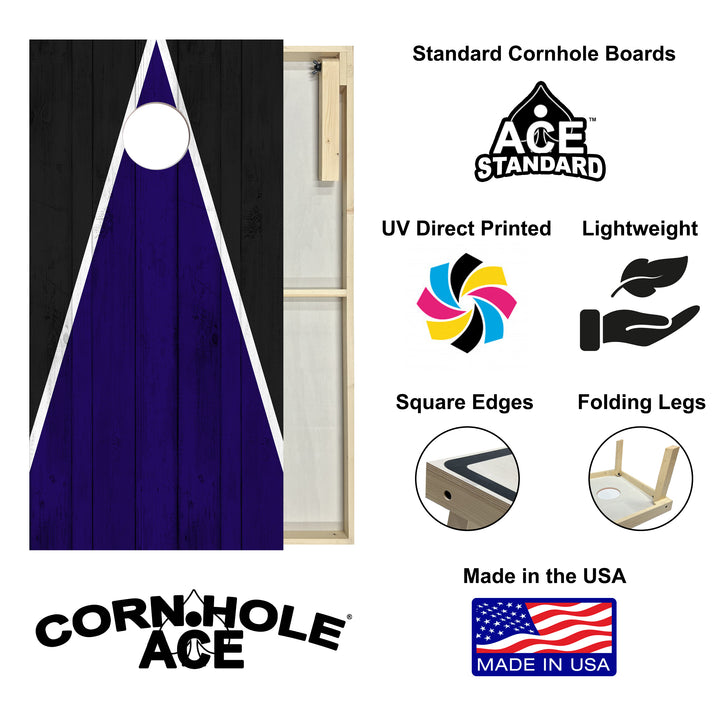 Baltimore Tailgate Triangle Design (Purple and Black) - Cornhole Board Set - Standard