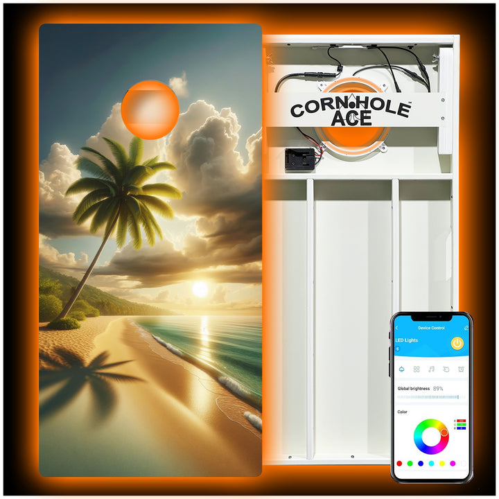 Beach Paradise - Cornhole Board Set - All Weather - With Pro Light Kit