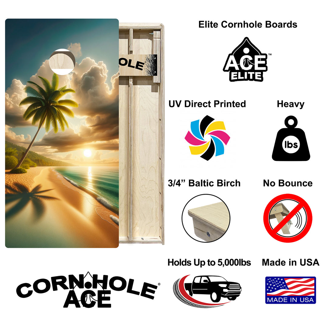 Beach Paradise - Cornhole Board Set - Elite