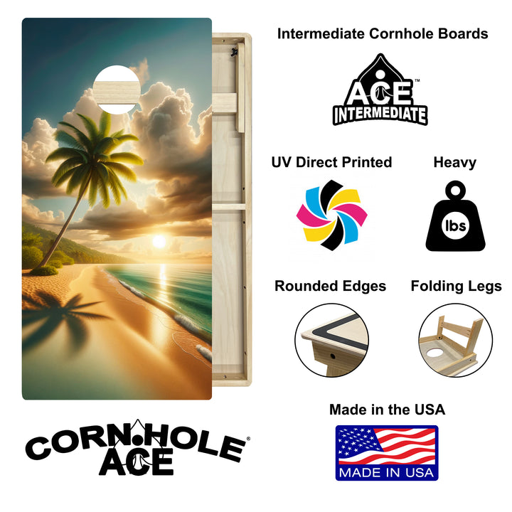 Beach Paradise - Cornhole Board Set - Intermediate