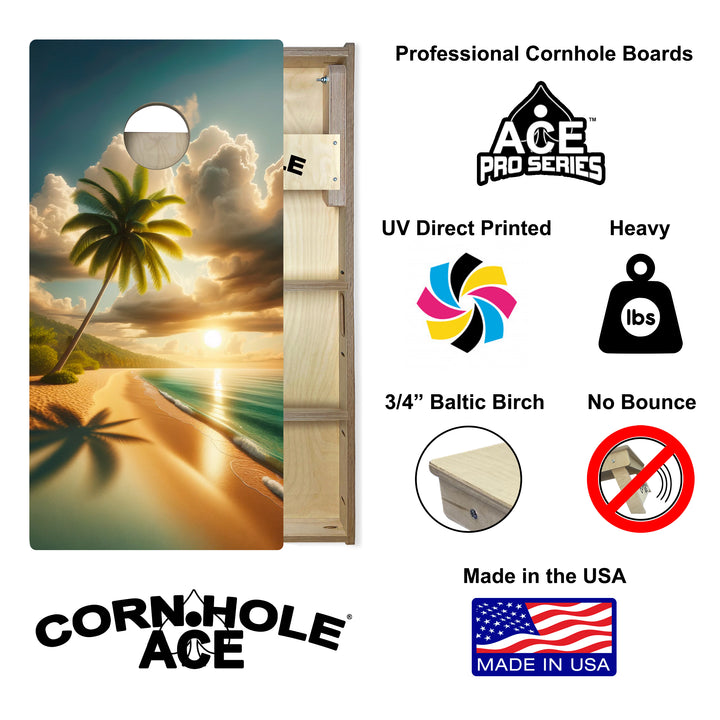 Beach Paradise - Cornhole Board Set - Professional