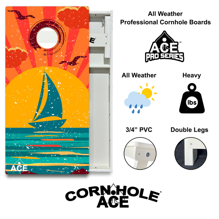 ACE Beach Sailboat - Cornhole Board Set - All Weather