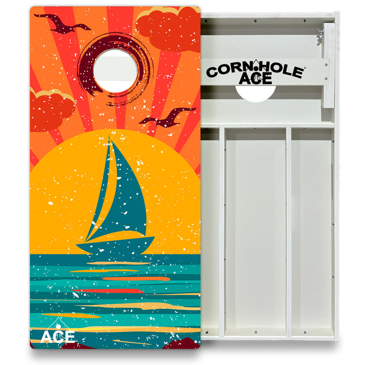 ACE Beach Sailboat - Cornhole Board Set - All Weather