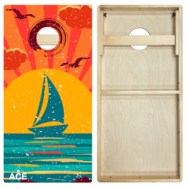 ACE Beach Sailboat - Cornhole Board Set - Intermediate