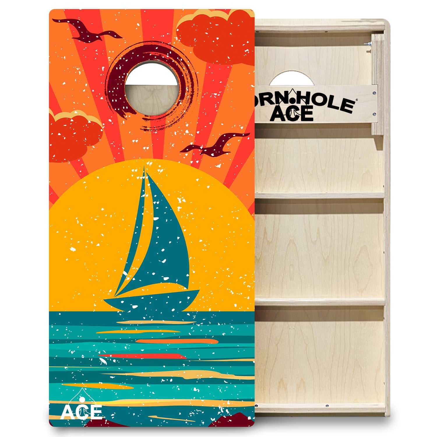 ACE Beach Sailboat (Blemish) - Professional Cornhole Board Set