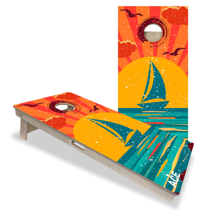 ACE Beach Sailboat - Cornhole Board Set - Professional