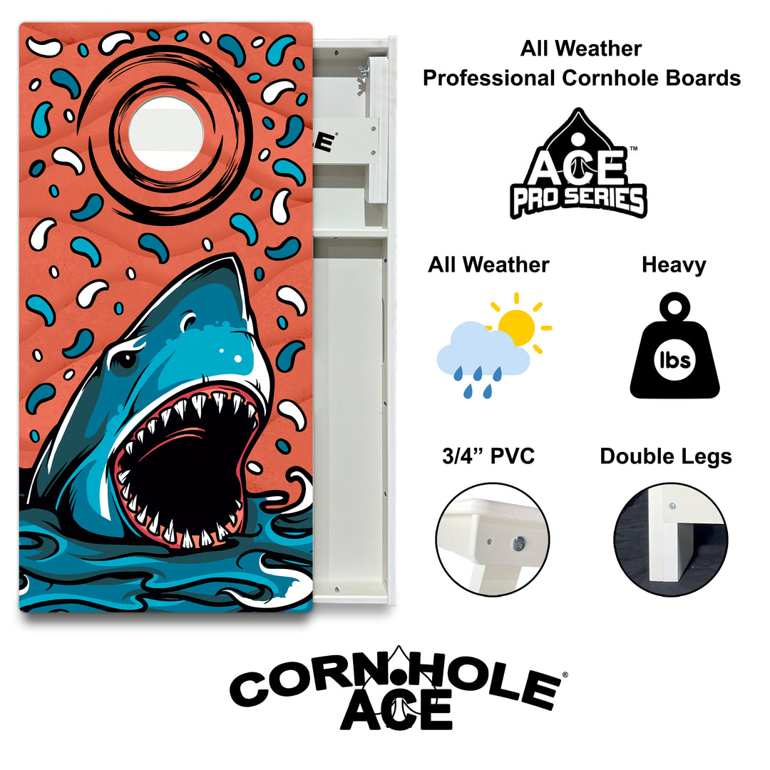 ACE Beach Shark - Cornhole Board Set - All Weather