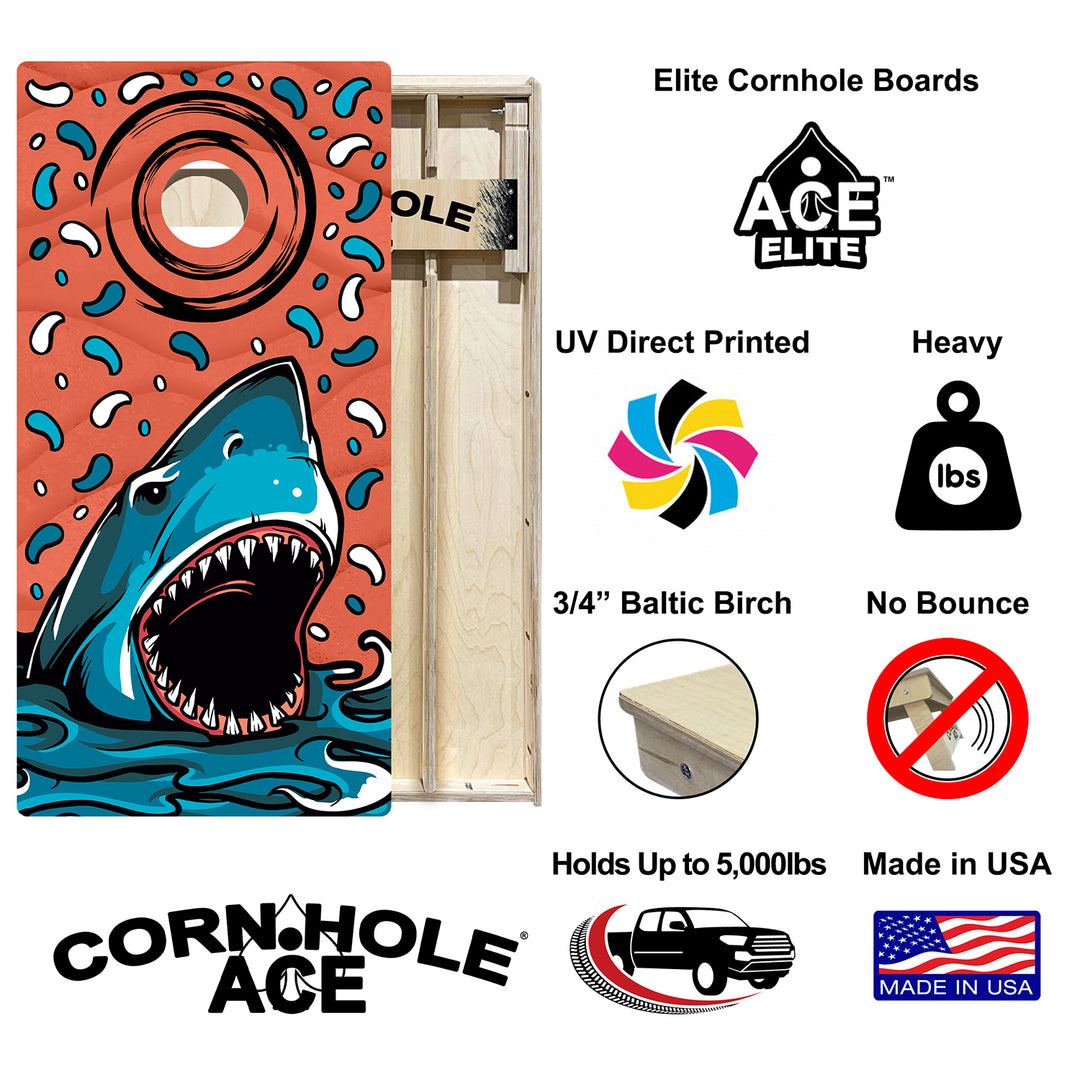 ACE Beach Shark - Cornhole Board Set - Elite