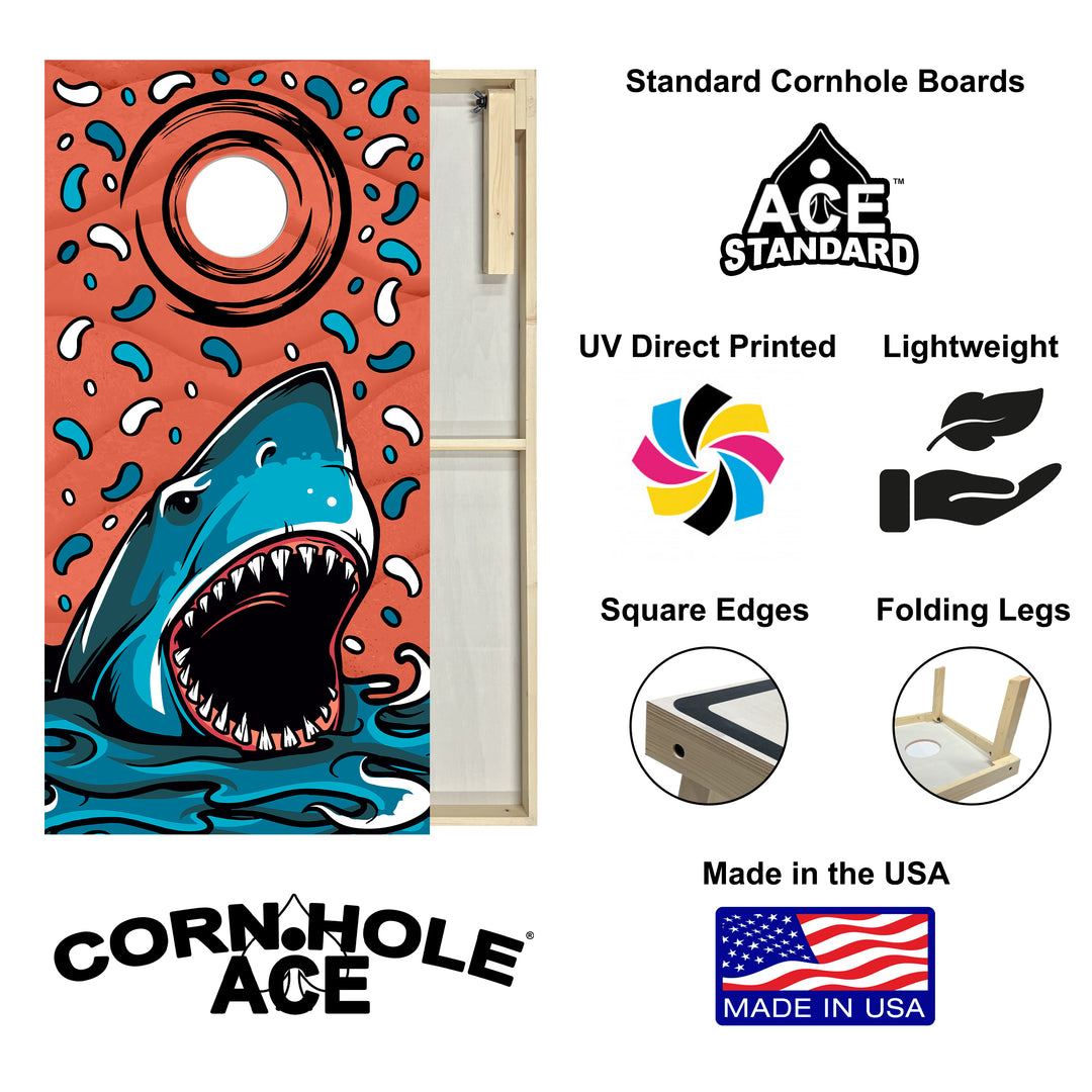 ACE Beach Shark - Cornhole Board Set - Standard