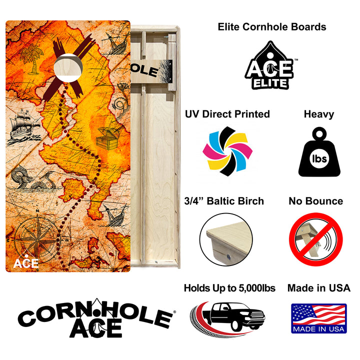 ACE Beach Treasure Map - Cornhole Board Set - Elite