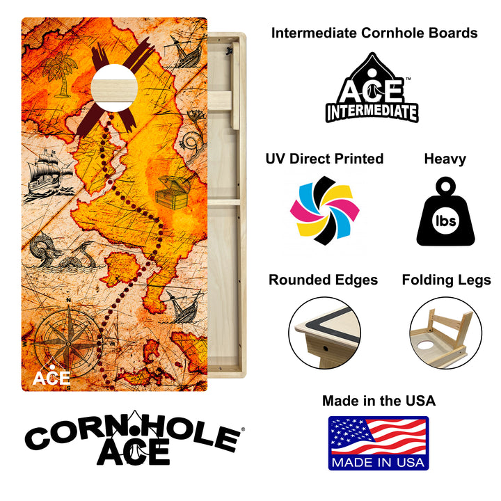 ACE Beach Treasure Map - Cornhole Board Set - Intermediate