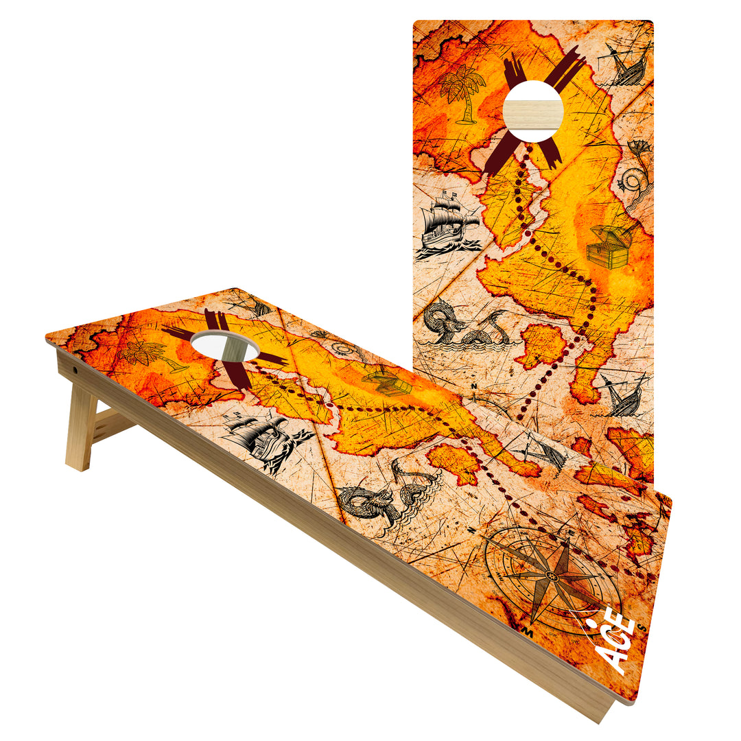 ACE Beach Treasure Map - Cornhole Board Set - Intermediate