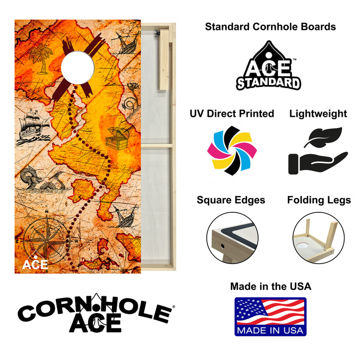 ACE Beach Treasure Map - Cornhole Board Set - Standard