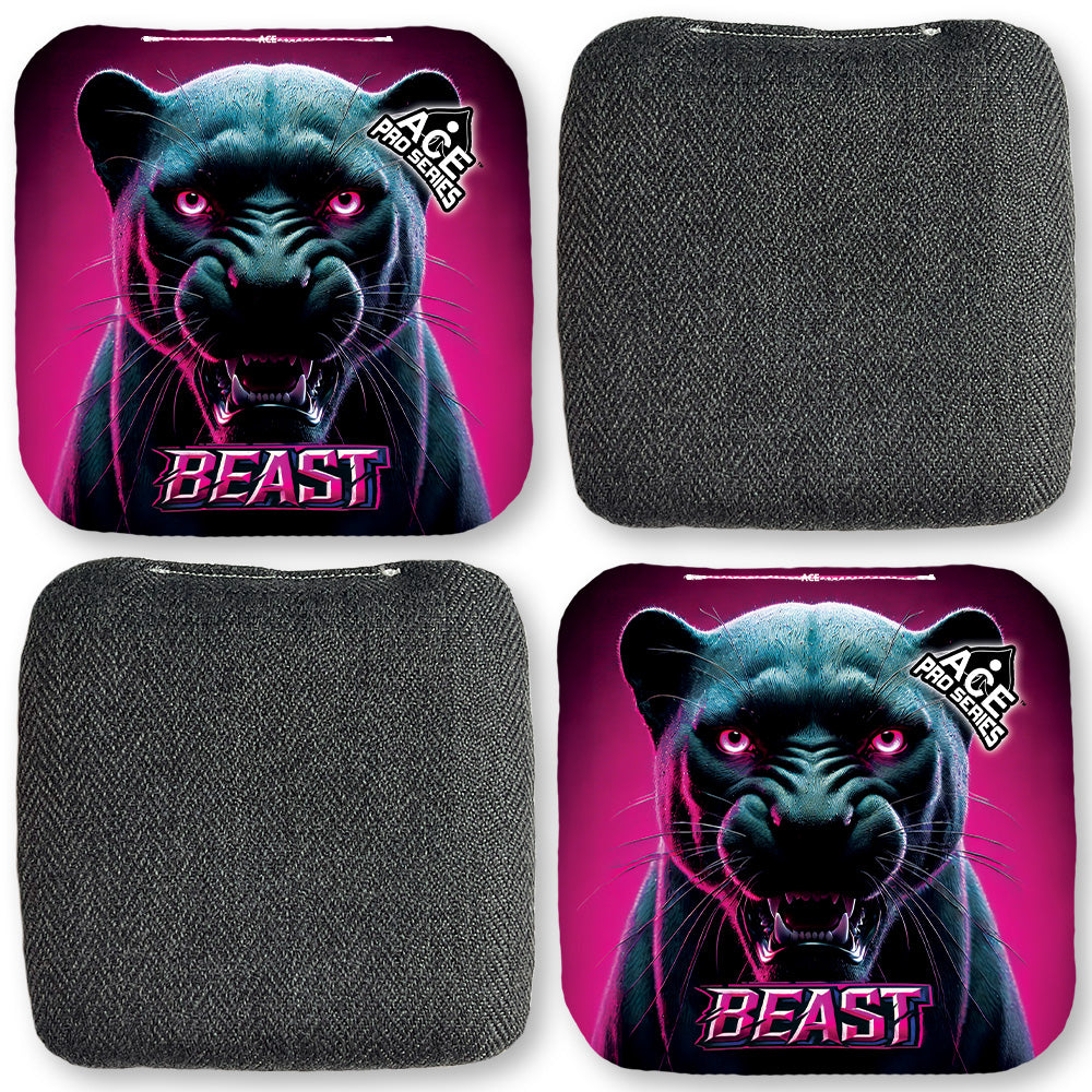 BEAST Carpet Cornhole Bags - Black Carpet - Pink Panther