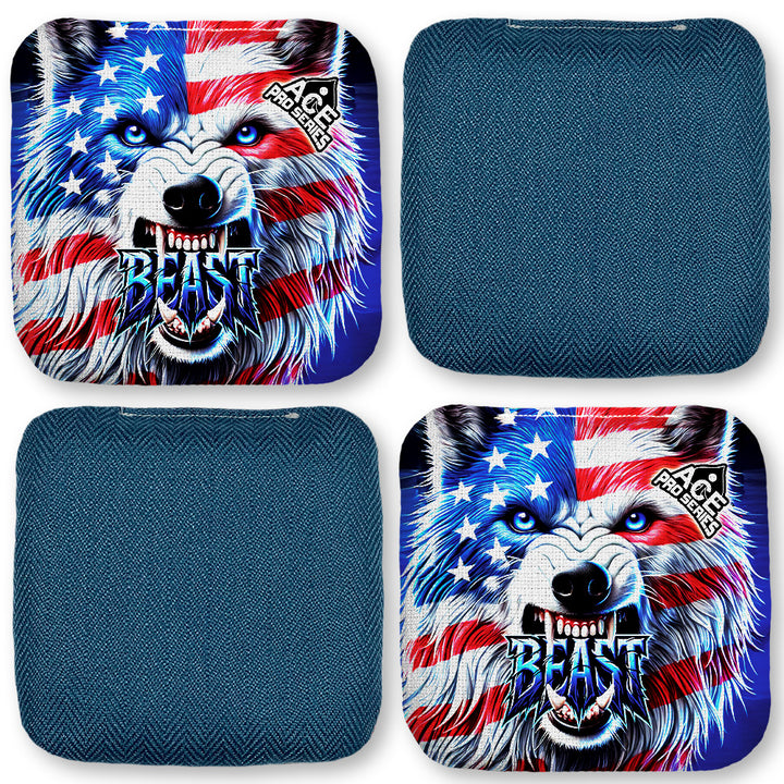 BEAST Carpet Cornhole Bags - Navy Blue - Wolf USA Flag