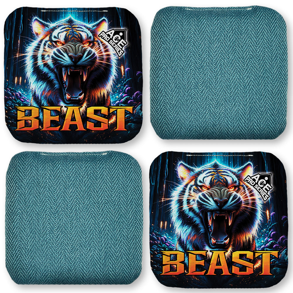 BEAST Carpet Cornhole Bags - Teal - Tiger