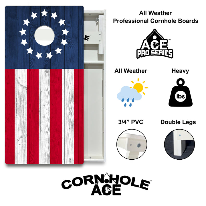 Betsy Ross Flag - Cornhole Board Set - All Weather