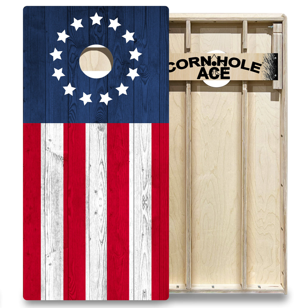 Betsy Ross Flag Cornhole Board Set | Elite – CornholeAce