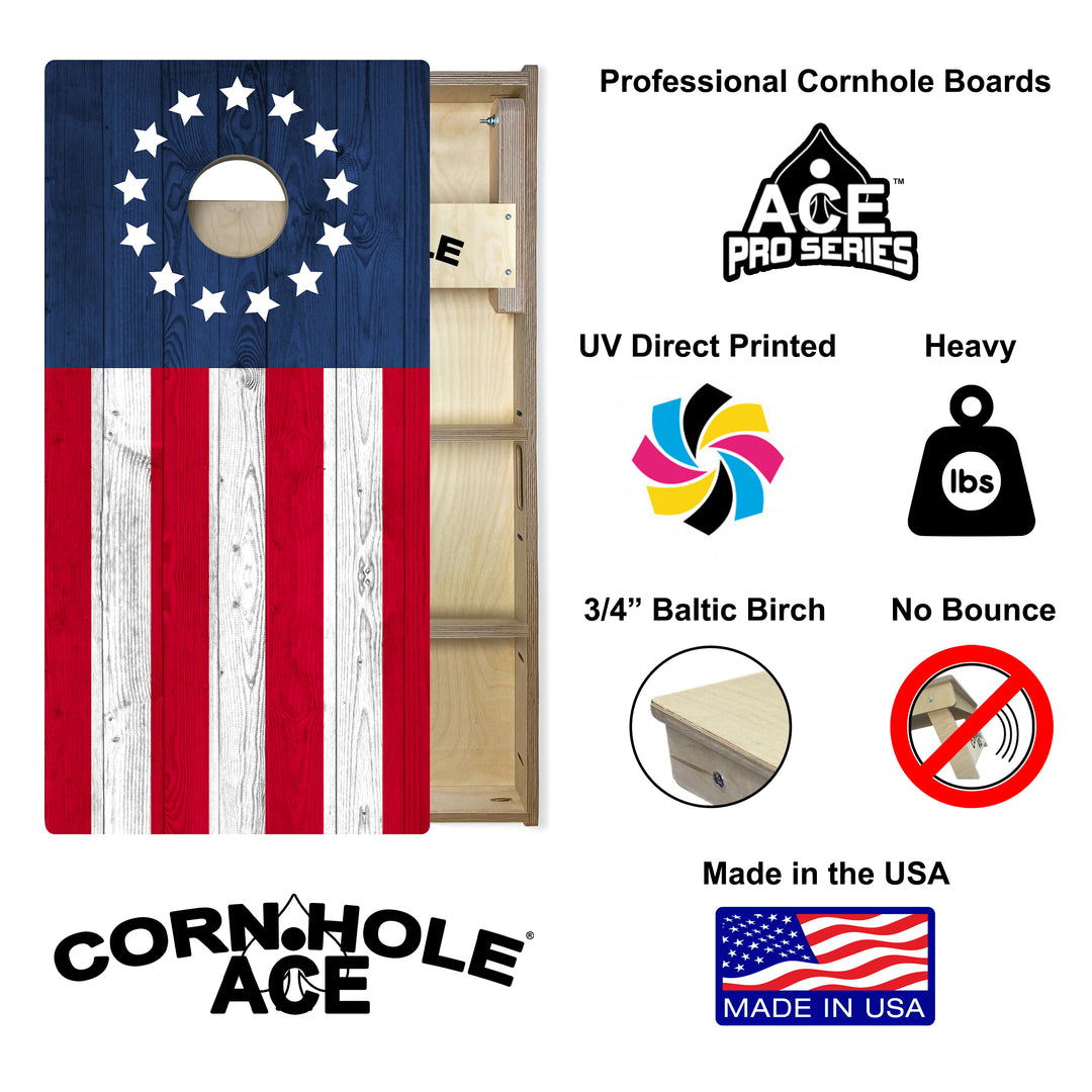 Betsy Ross Flag - Cornhole Board Set - Professional