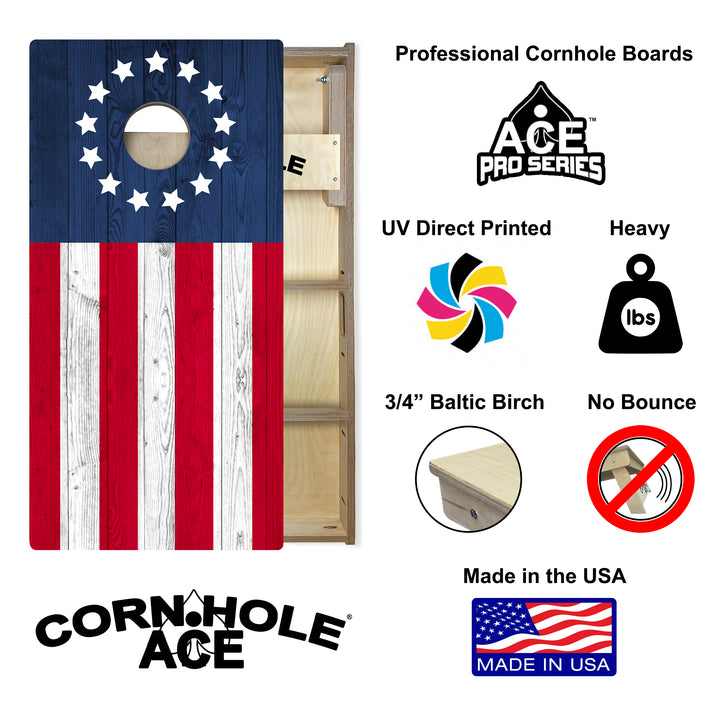 Betsy Ross Flag - Cornhole Board Set - Professional