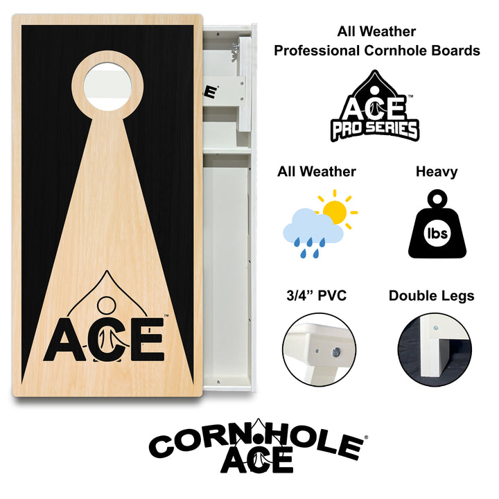 Black ACE Inverse Triangle - Cornhole Board Set - All Weather