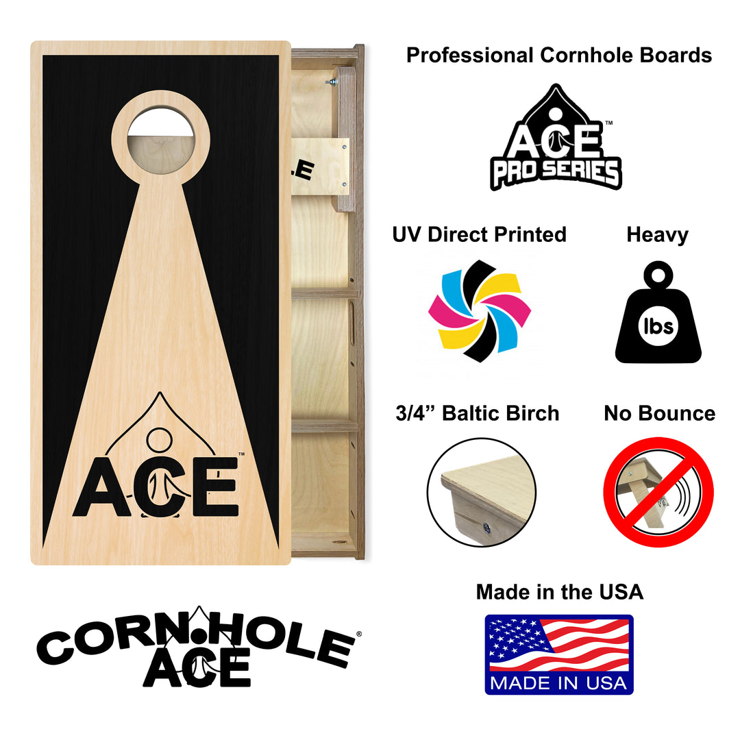 Black ACE Inverse Triangle - Cornhole Board Set - Professional