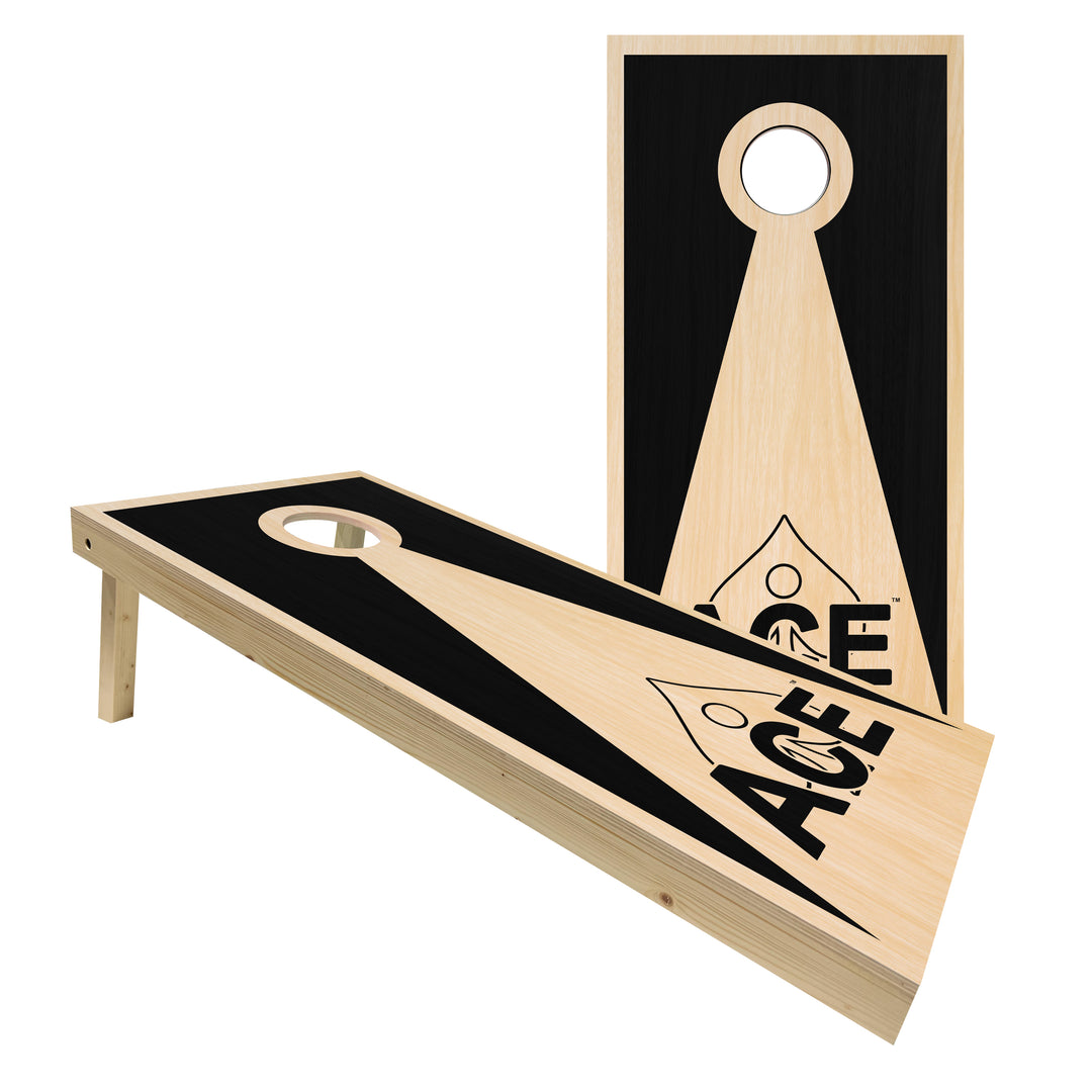 Black ACE Inverse Triangle - Cornhole Board Set - Standard