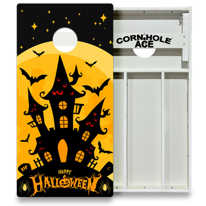 Black Haunted House - Cornhole Board Set - All Weather