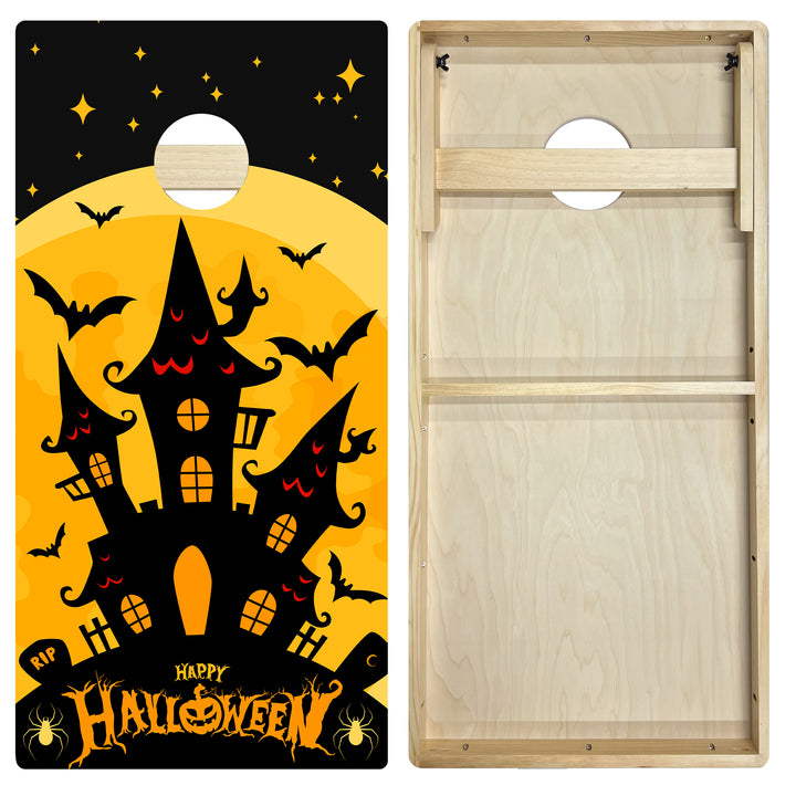 Black Haunted House - Cornhole Board Set - Intermediate