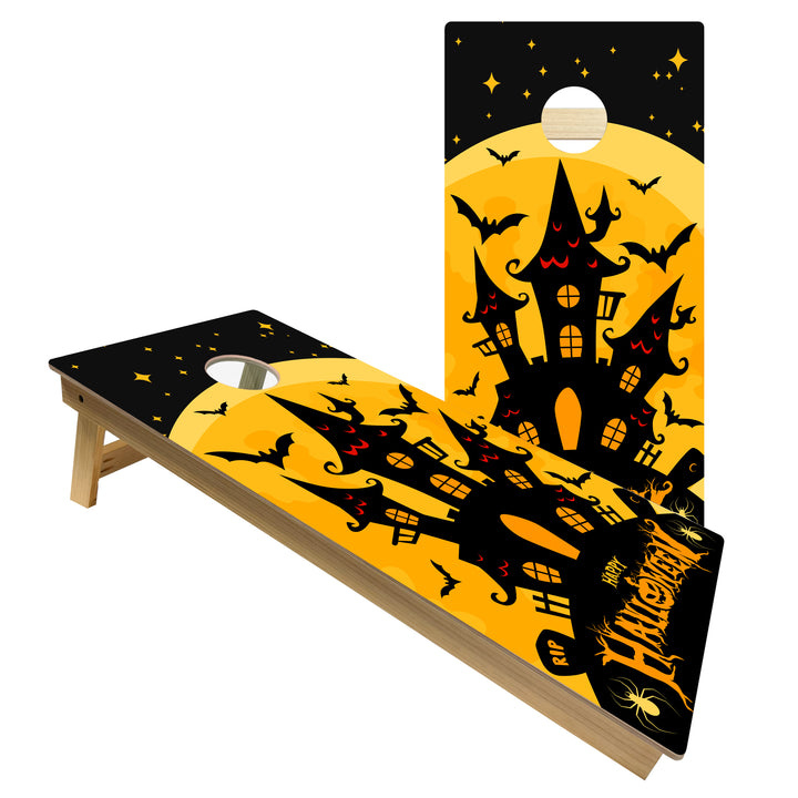 Black Haunted House - Cornhole Board Set - Intermediate