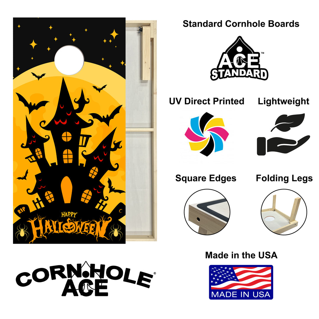 Black Haunted House - Cornhole Board Set - Standard