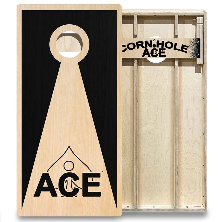 Black ACE Inverse Triangle - Cornhole Board Set - Elite