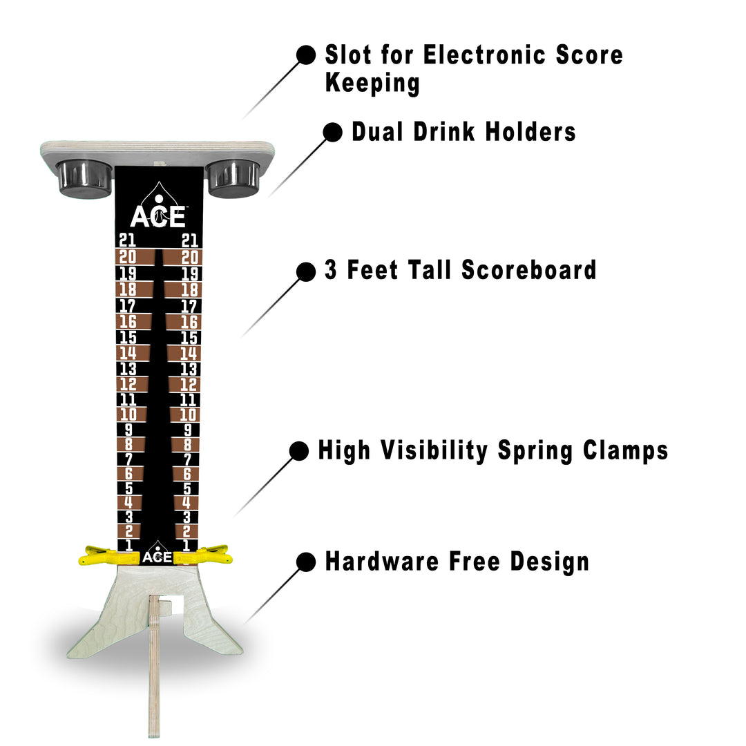 Elite Cornhole Scoreboard - 3ft Tall - Triangle Edition (Black/Brown)