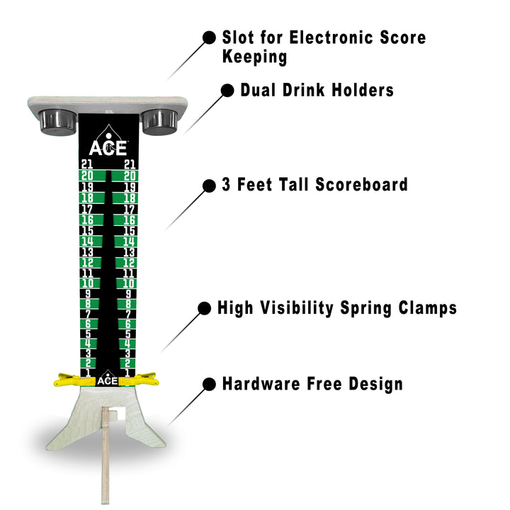 Elite Cornhole Scoreboard - 3ft Tall - Triangle Edition (Black/Green)