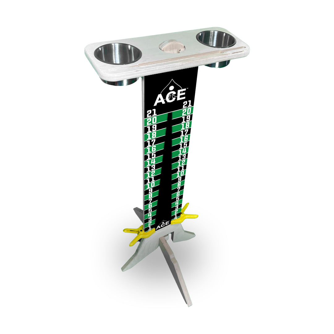 Elite Cornhole Scoreboard - 3ft Tall - Triangle Edition (Black/Green)