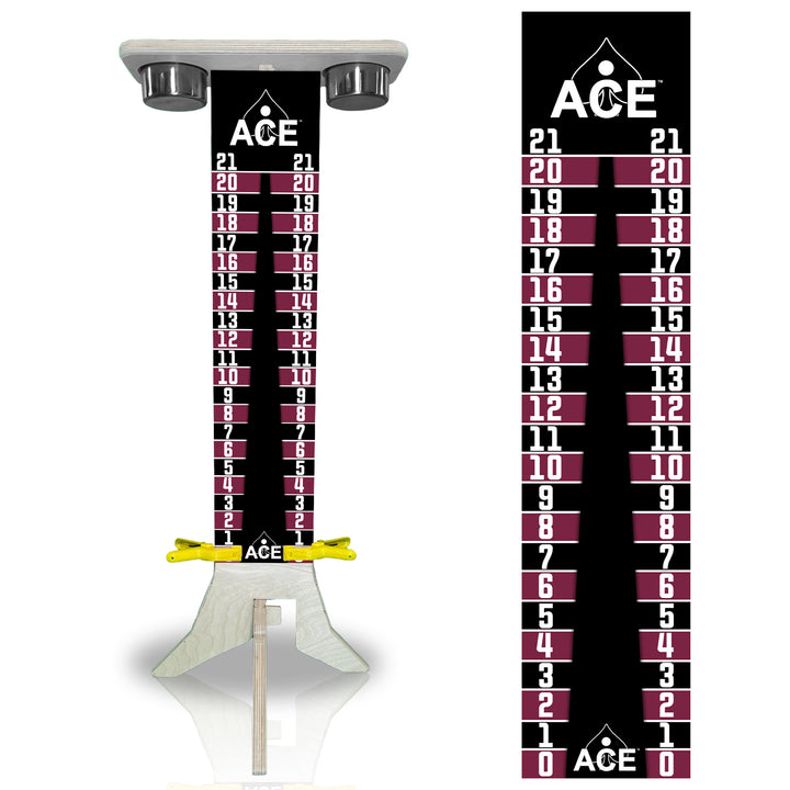 Elite Cornhole Scoreboard - 3ft Tall - Triangle Edition (Black/Maroon)