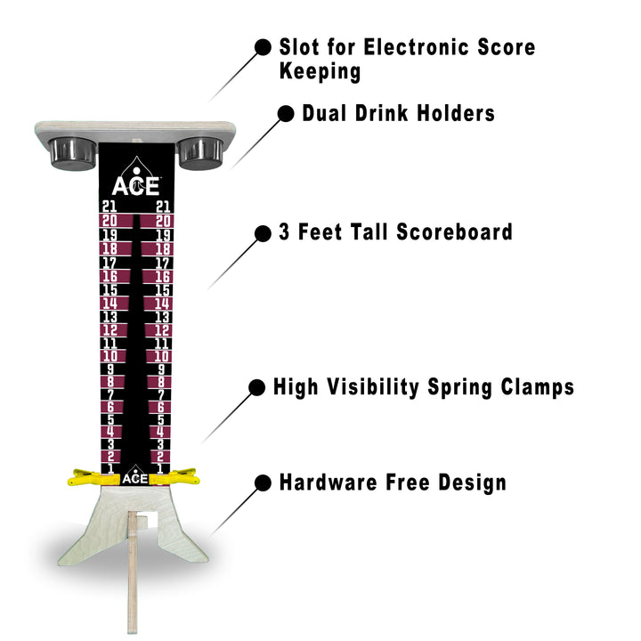 Elite Cornhole Scoreboard - 3ft Tall - Triangle Edition (Black/Maroon)