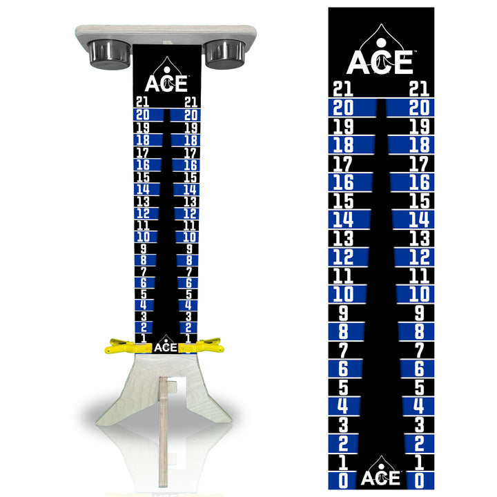 Elite Cornhole Scoreboard - 3ft Tall - Triangle Edition (Black/Navy Blue)