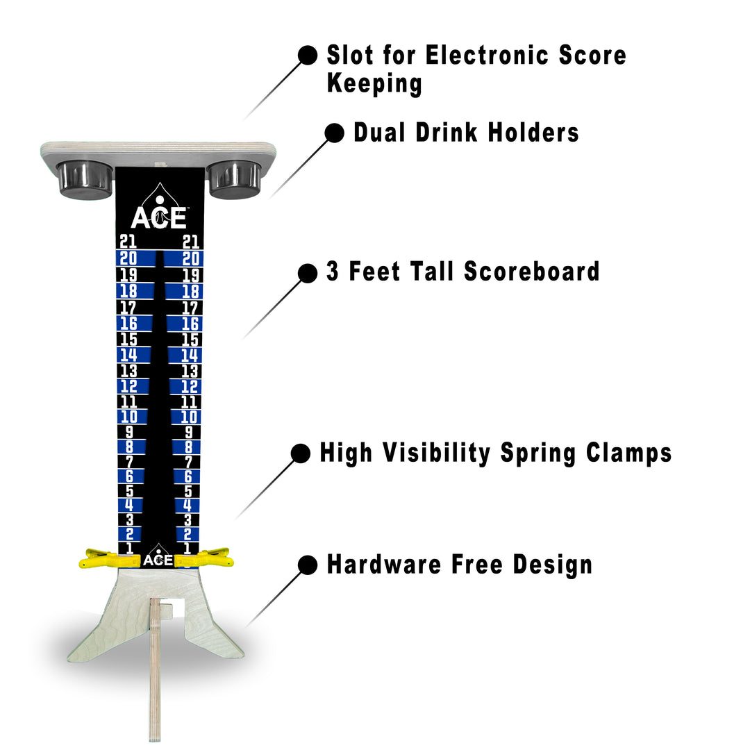 Elite Cornhole Scoreboard - 3ft Tall - Triangle Edition (Black/Navy Blue)