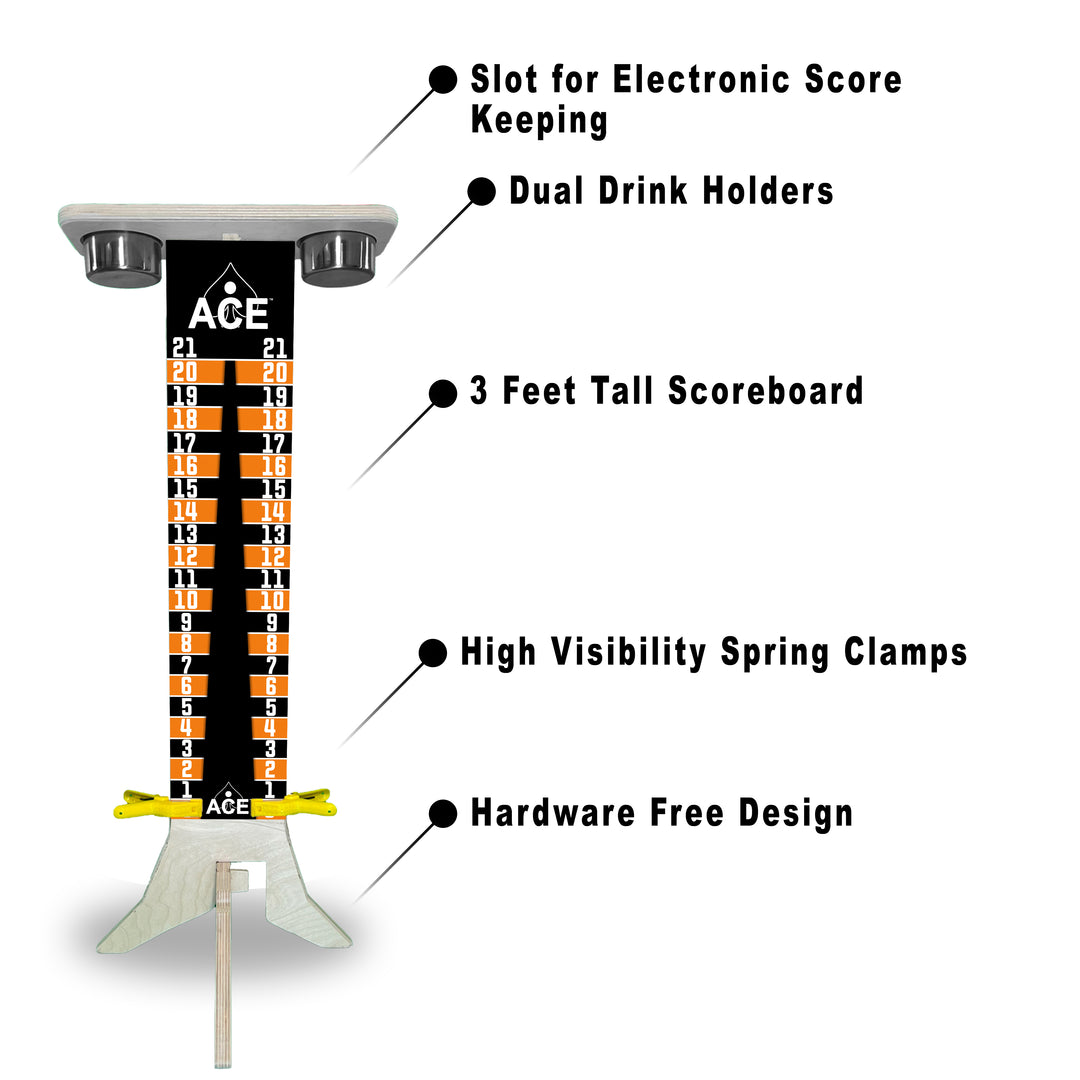 Elite Cornhole Scoreboard - 3ft Tall - Triangle Edition (Black/Orange)