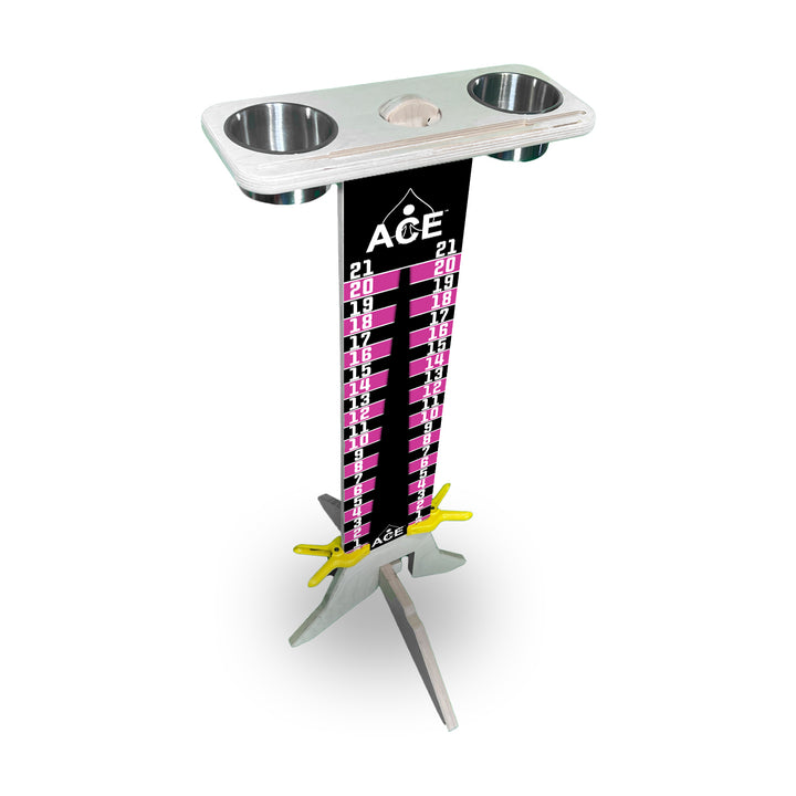 Elite Cornhole Scoreboard - 3ft Tall - Triangle Edition (Black/Pink)