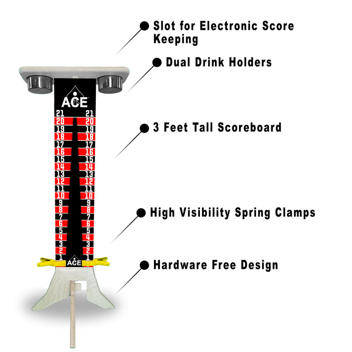 Elite Cornhole Scoreboard - 3ft Tall - Triangle Edition (Black/Red)