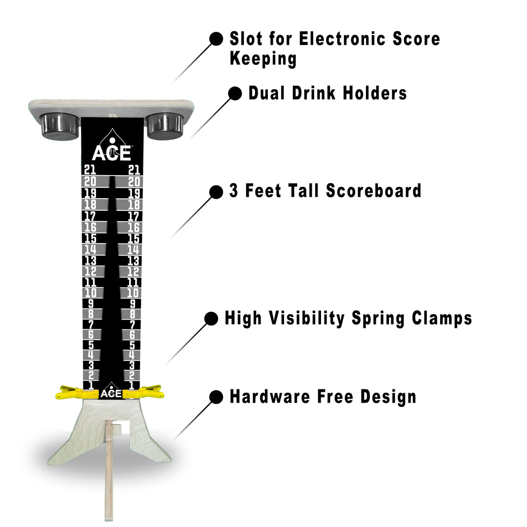 Elite Cornhole Scoreboard - 3ft Tall - Triangle Edition (Black/Silver)