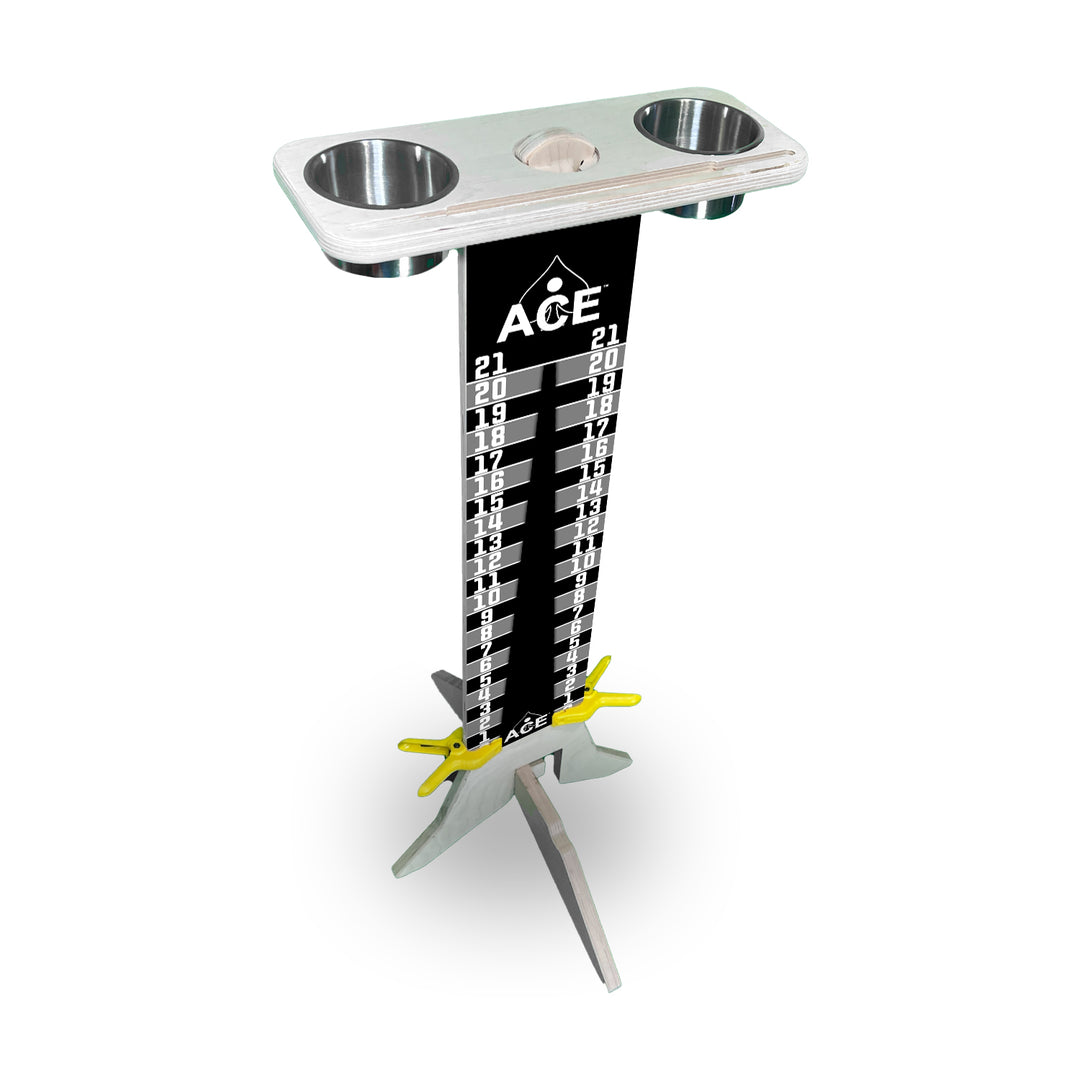 Elite Cornhole Scoreboard - 3ft Tall - Triangle Edition (Black/Silver)