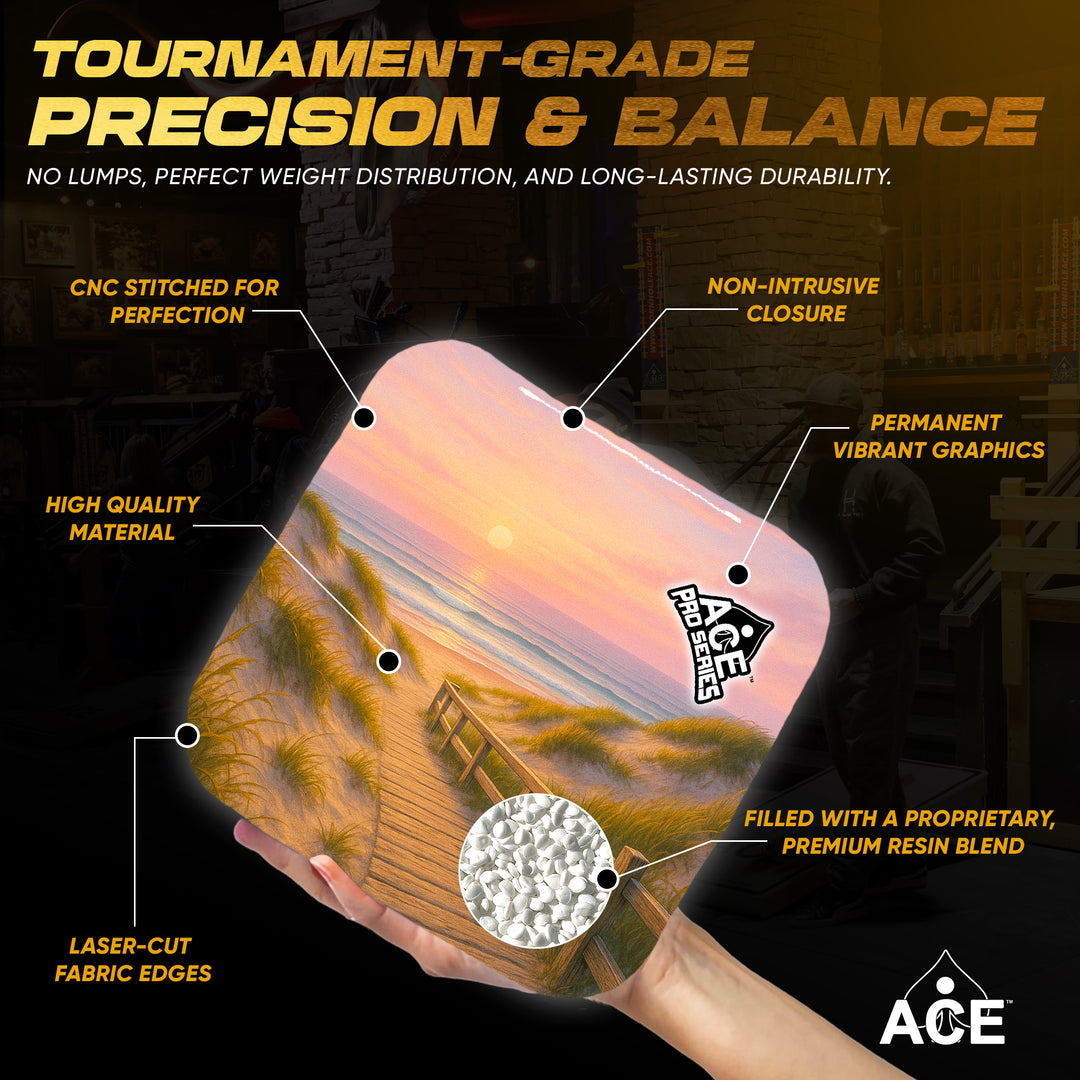 Boardwalk at Sunset - Pink Carpet - ACE Pro Carpet Cornhole Bags