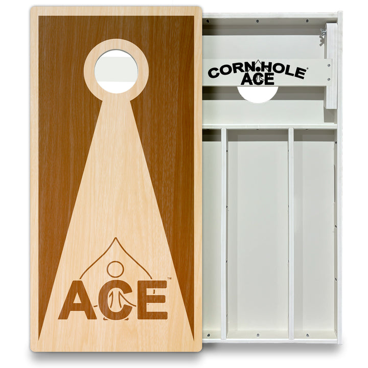 Brown Stained ACE Inverse Triangle - Cornhole Board Set - All Weather