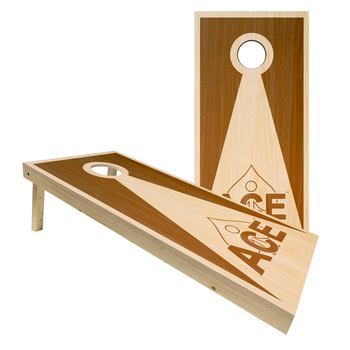 Brown Stained ACE Inverse Triangle - Cornhole Board Set - Standard