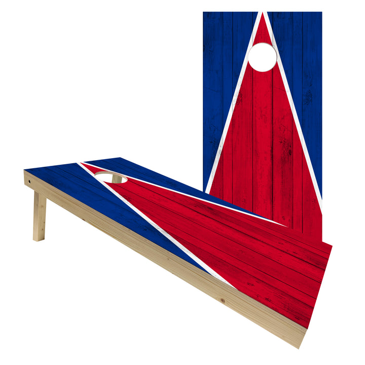 Buffalo Tailgate Triangle Design (Red and Royal Blue) - Cornhole Board Set - Standard