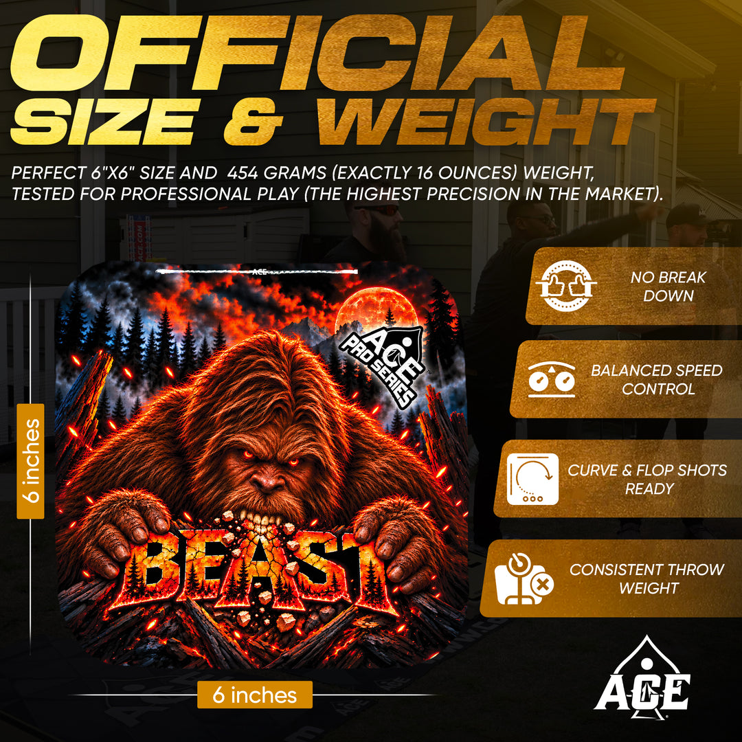 Beast Carpet Red Sasquatch Munchies ACE Pro carpet bags official size and weight graphic